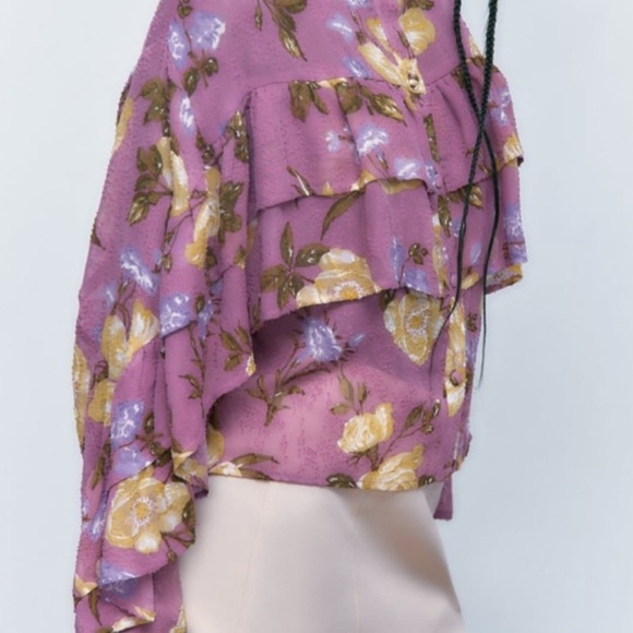 Zara Lavender and Yellow Floral Blouse - Picture 5 of 9